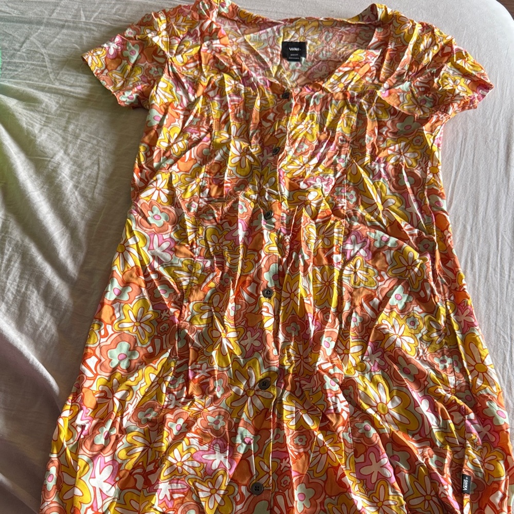 Vans Floral Mini Dress - Orange, Pink, Yellow